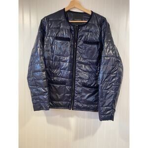 Talbots Puffer Jacket Womens Size XL Blue Pockets Lightweight Packable, Velvet